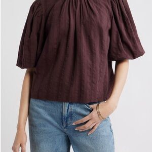 Women’s Puff Sleeve Top in Deep Burgundy